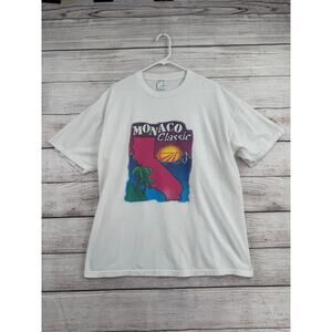 Vintage Y2K Jerzees Monaco Classic Palm Desert T-Shirt Adult XL White